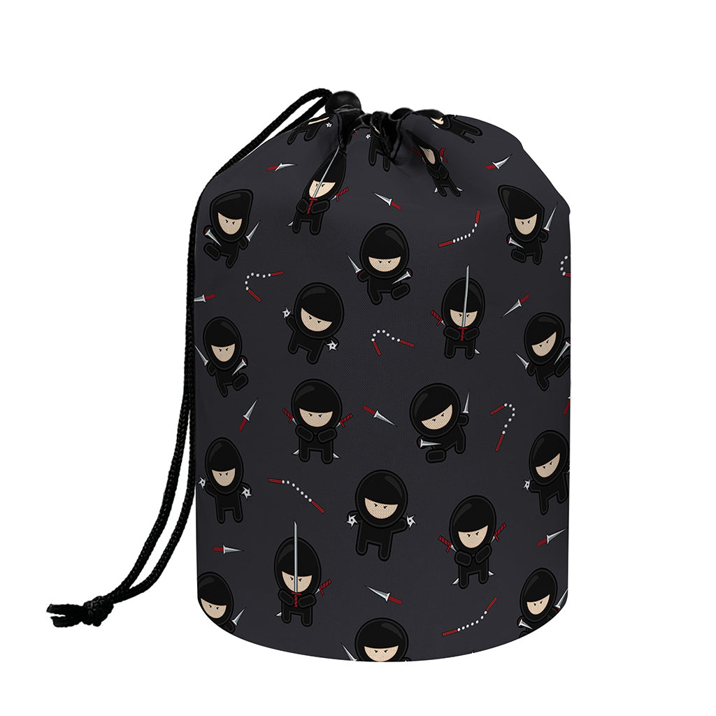 Little Ninja Pattern Print Drawstring Makeup Bag
