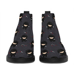 Little Ninja Pattern Print Flat Ankle Boots
