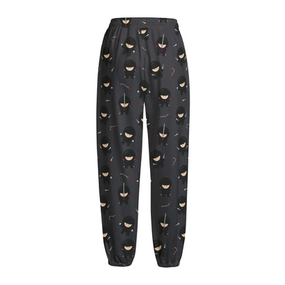 Little Ninja Pattern Print Fleece Lined Knit Pants