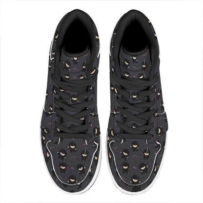 Little Ninja Pattern Print High Top Leather Sneakers