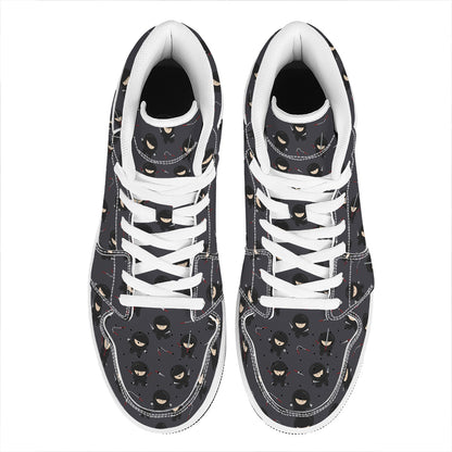 Little Ninja Pattern Print High Top Leather Sneakers