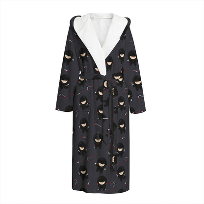 Little Ninja Pattern Print Hooded Bathrobe