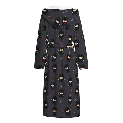 Little Ninja Pattern Print Hooded Bathrobe