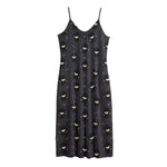 Little Ninja Pattern Print Jersey Midi Cami Dress
