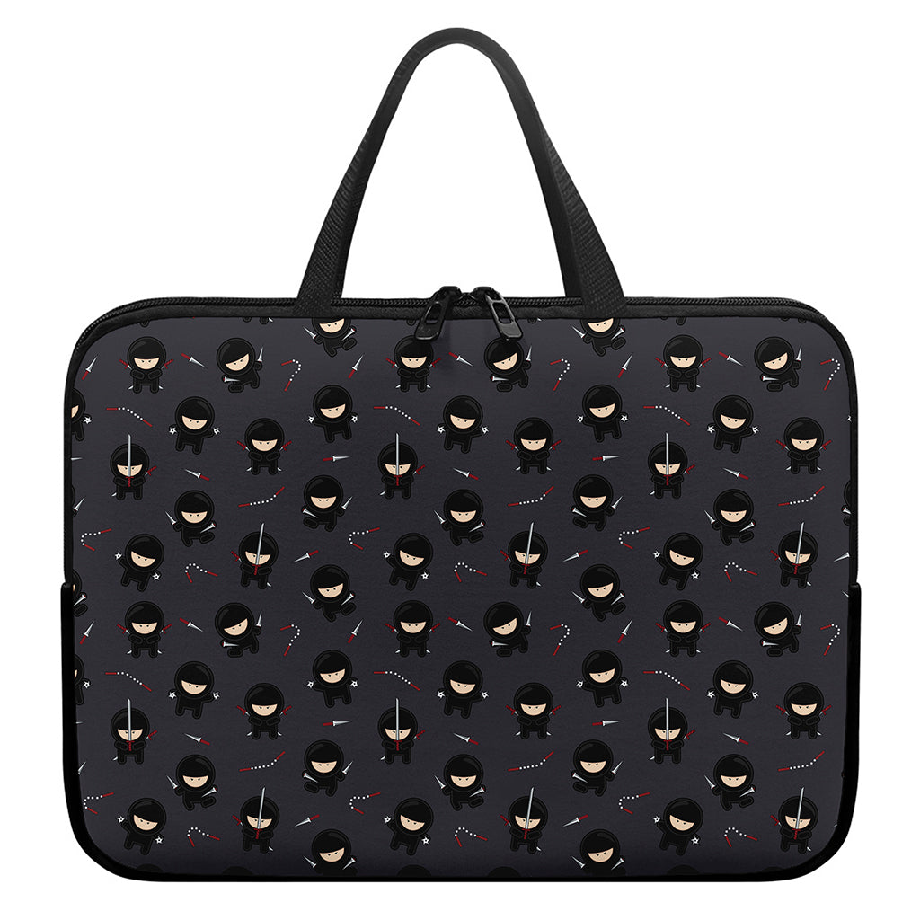 Little Ninja Pattern Print Laptop Sleeve With Handle