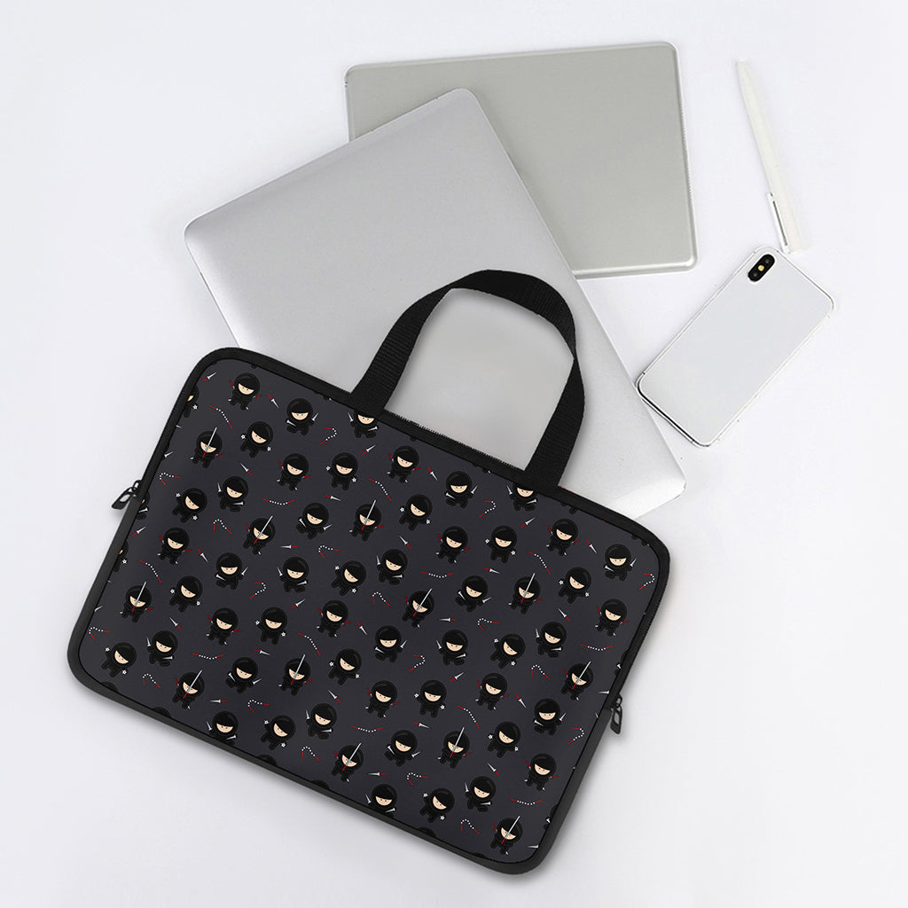 Little Ninja Pattern Print Laptop Sleeve With Handle