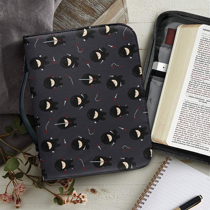 Little Ninja Pattern Print Leather Bible Cover