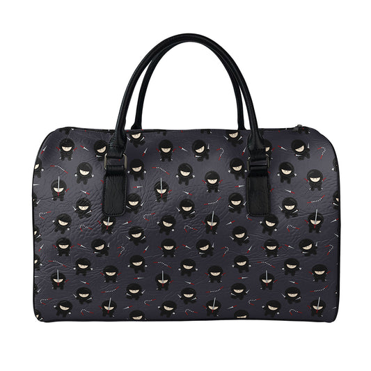 Little Ninja Pattern Print Leather Duffle Bag