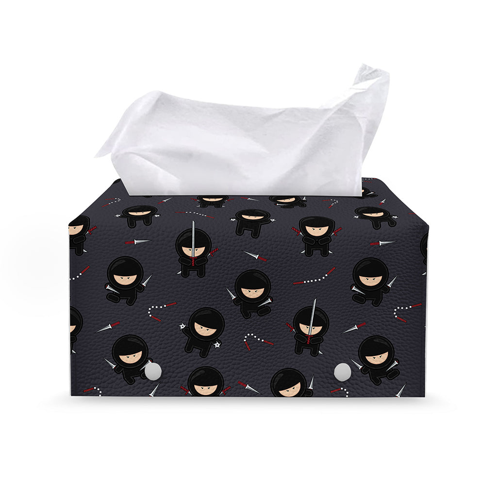 Little Ninja Pattern Print Leather Tissue Box Cover