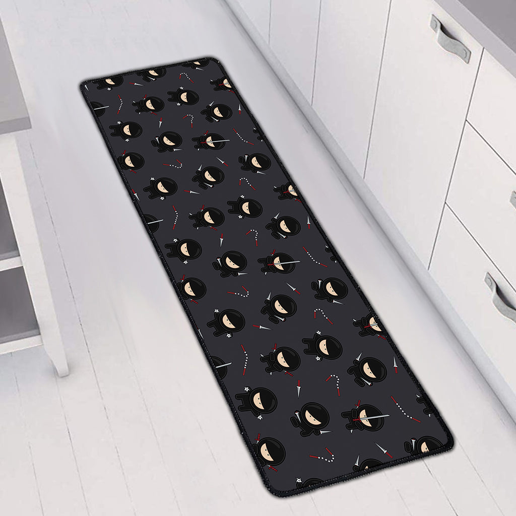 Little Ninja Pattern Print Long Kitchen Mat