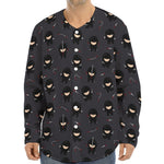 Little Ninja Pattern Print Long Sleeve Baseball Jersey
