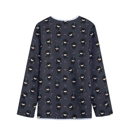 Little Ninja Pattern Print Long Sleeve Short Coat