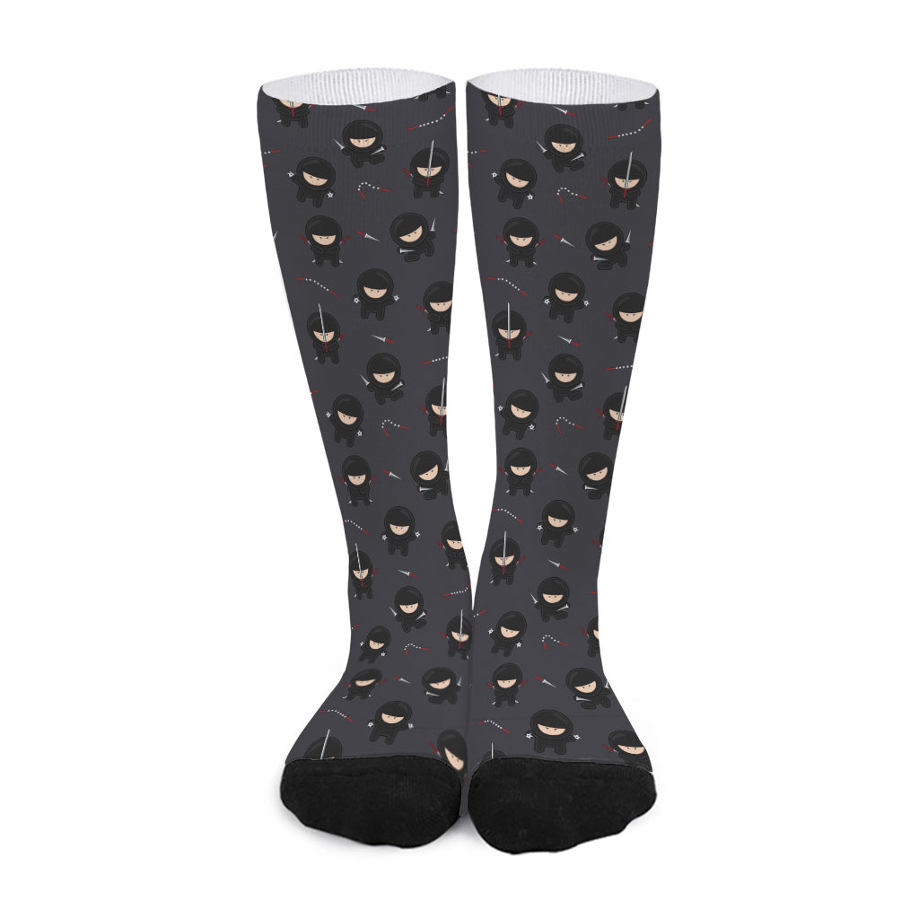 Little Ninja Pattern Print Long Socks