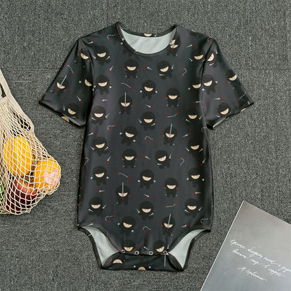 Little Ninja Pattern Print Men's Bodysuit