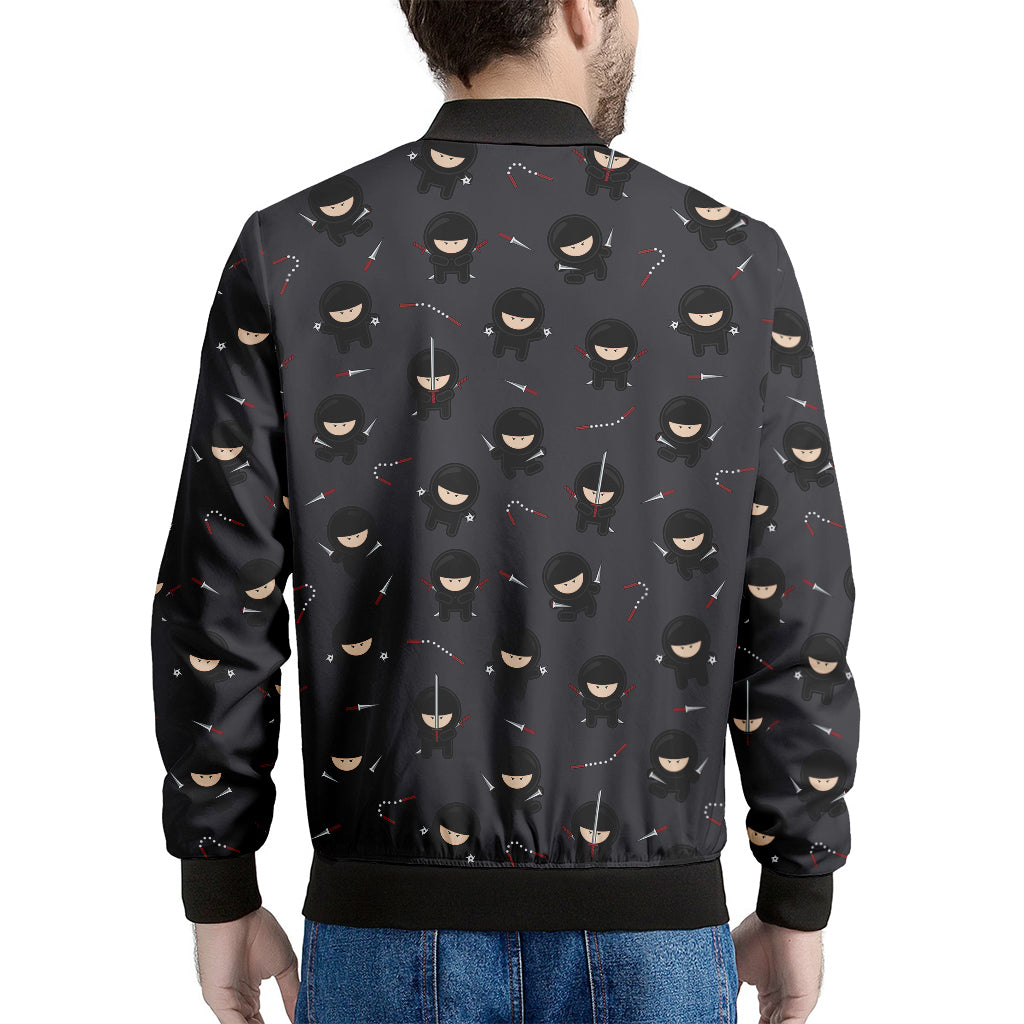 Little Ninja Pattern Print Men's Bomber Jacket