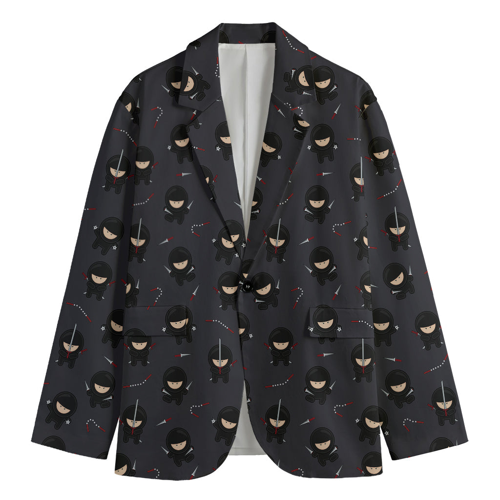 Little Ninja Pattern Print Men's Cotton Blazer