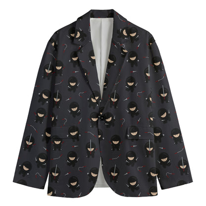 Little Ninja Pattern Print Men's Cotton Blazer