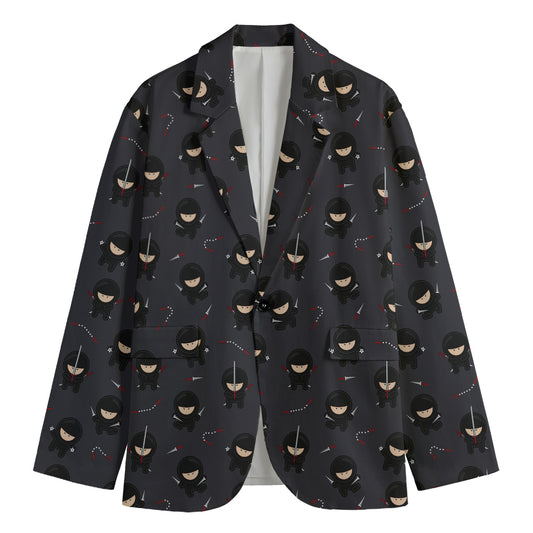 Little Ninja Pattern Print Men's Cotton Blazer