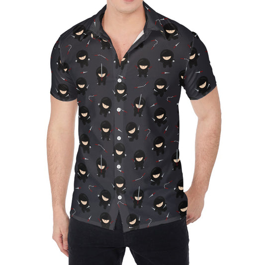 Little Ninja Pattern Print Men's Shirt