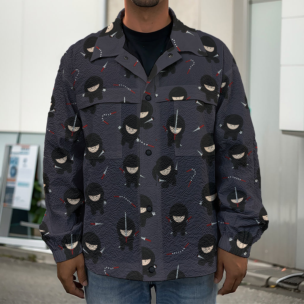 Little Ninja Pattern Print Men's Shirt Jacket