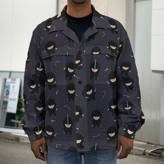 Little Ninja Pattern Print Men's Shirt Jacket