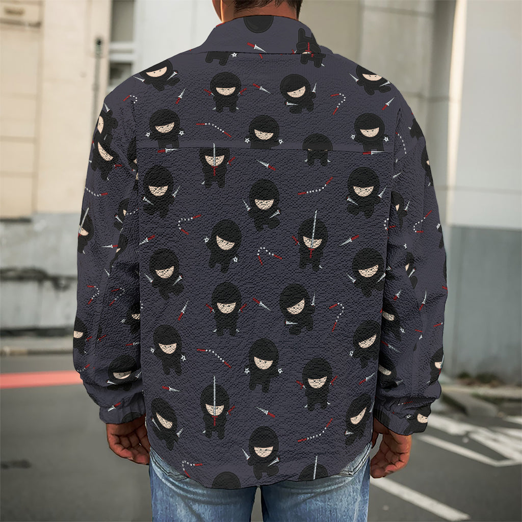 Little Ninja Pattern Print Men's Shirt Jacket