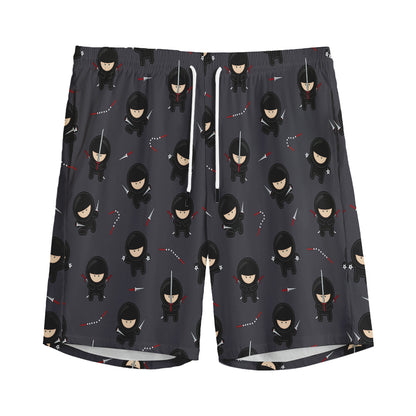 Little Ninja Pattern Print Men's Sports Shorts