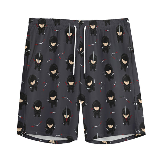 Little Ninja Pattern Print Men's Sports Shorts
