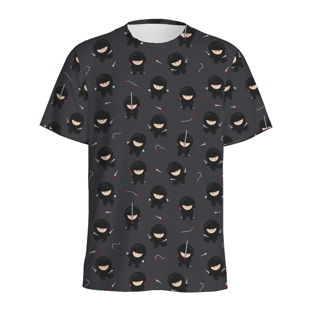 Little Ninja Pattern Print Men's Sports T-Shirt