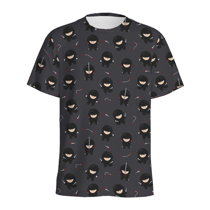 Little Ninja Pattern Print Men's Sports T-Shirt