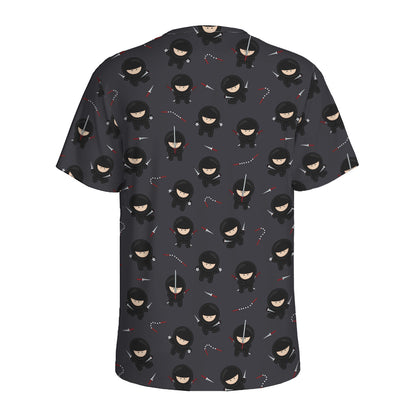 Little Ninja Pattern Print Men's Sports T-Shirt