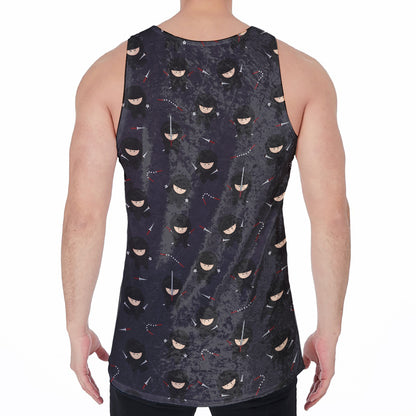 Little Ninja Pattern Print Men's Velvet Tank Top
