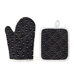 Little Ninja Pattern Print Oven Mitt And Pot Holder Set