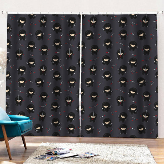 Little Ninja Pattern Print Pencil Pleat Curtains