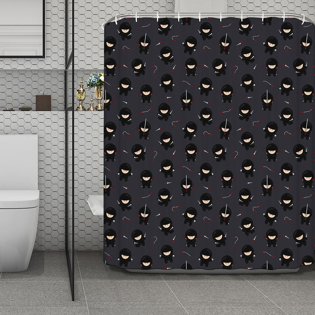 Little Ninja Pattern Print Polyester Shower Curtain
