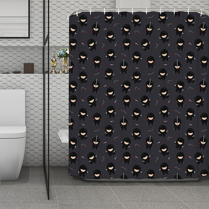 Little Ninja Pattern Print Polyester Shower Curtain