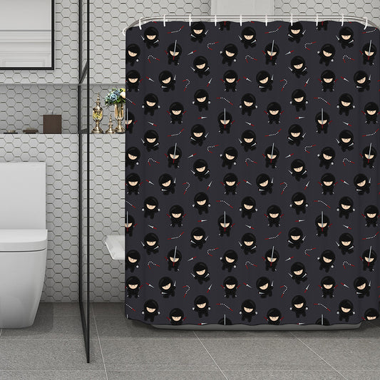 Little Ninja Pattern Print Polyester Shower Curtain