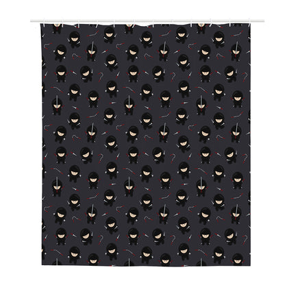 Little Ninja Pattern Print Polyester Shower Curtain