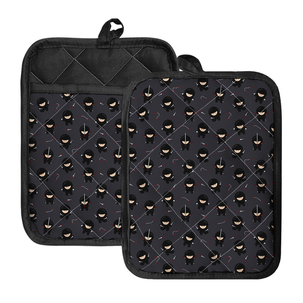 Little Ninja Pattern Print Pot Holders With Pocket