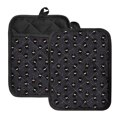 Little Ninja Pattern Print Pot Holders With Pocket