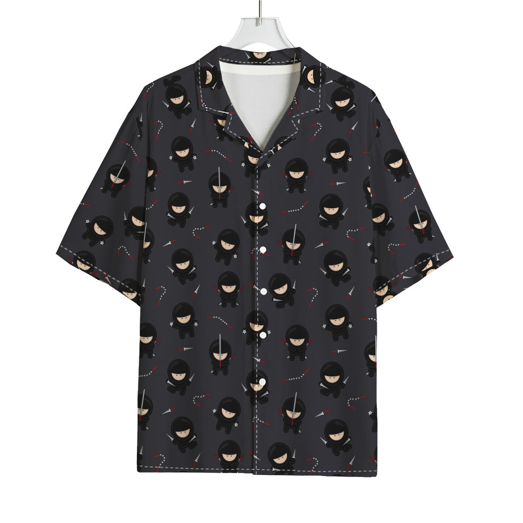 Little Ninja Pattern Print Rayon Hawaiian Shirt
