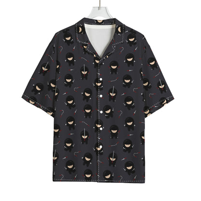 Little Ninja Pattern Print Rayon Hawaiian Shirt