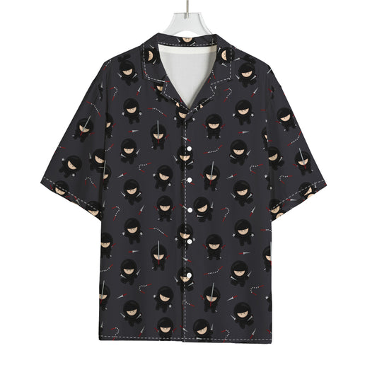 Little Ninja Pattern Print Rayon Hawaiian Shirt