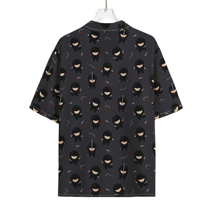 Little Ninja Pattern Print Rayon Hawaiian Shirt