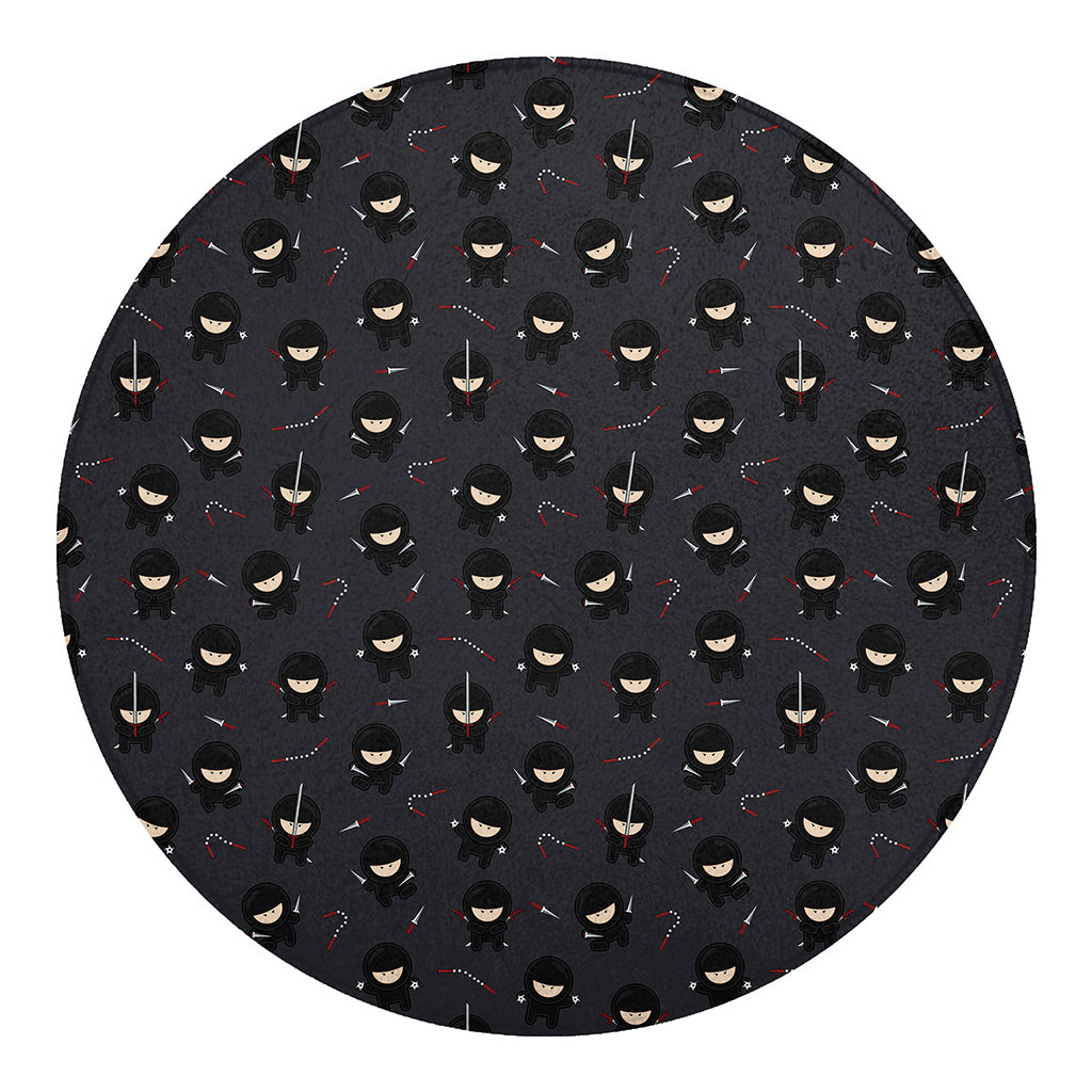 Little Ninja Pattern Print Round Blanket