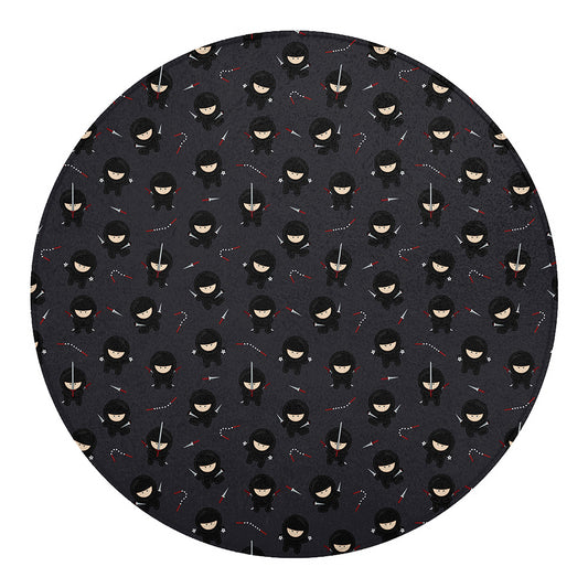 Little Ninja Pattern Print Round Blanket
