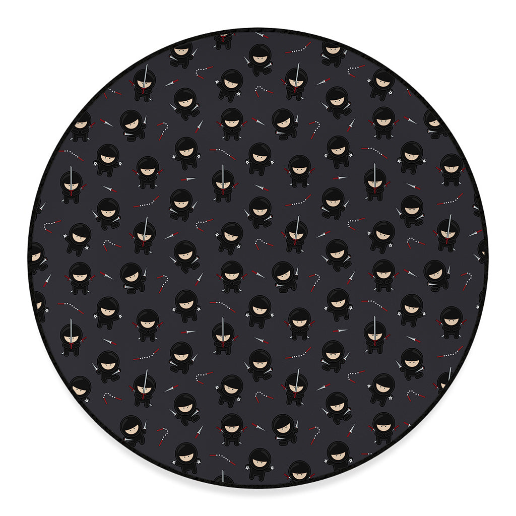 Little Ninja Pattern Print Round Floor Mat