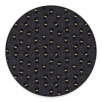 Little Ninja Pattern Print Round Floor Mat