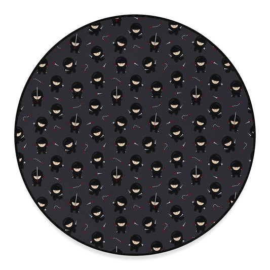 Little Ninja Pattern Print Round Floor Mat