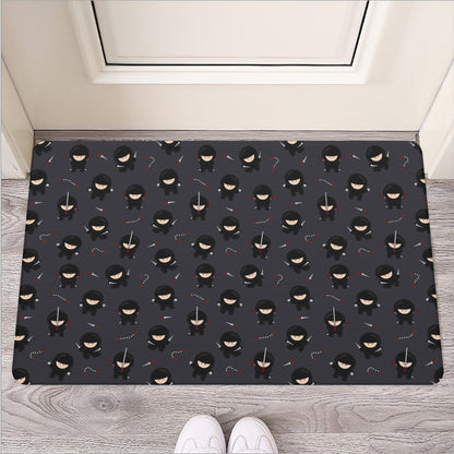 Little Ninja Pattern Print Rubber Doormat